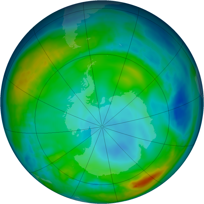 Antarctic ozone map for 02 June 2015
